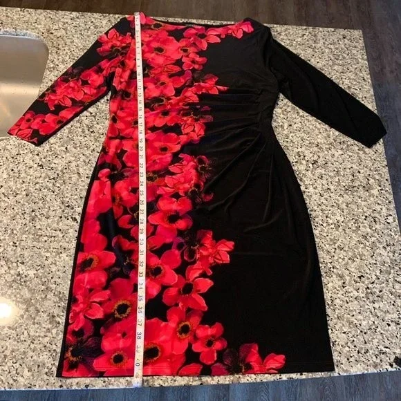 Lauren Ralph Lauren Black and Red Floral Midi Dress - Picture 4 of 9